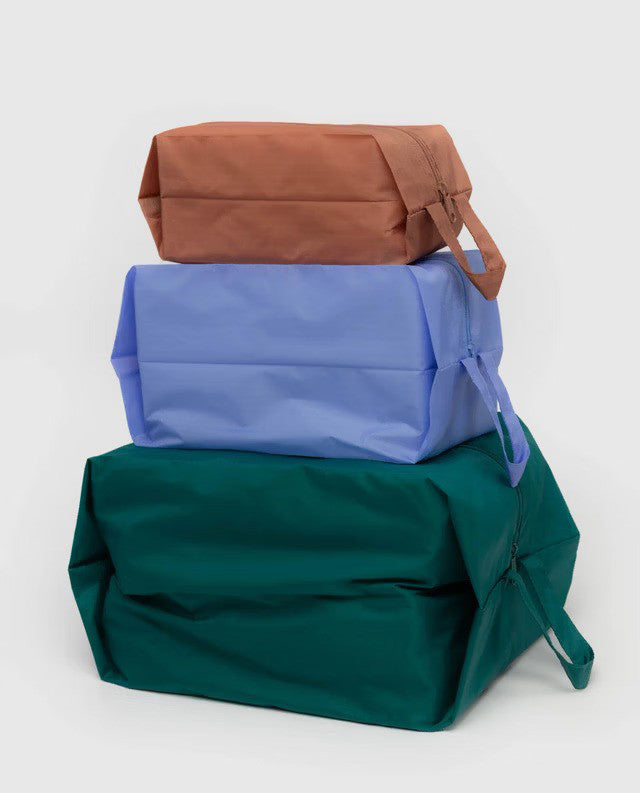 Baggu 3d Zip Pouch Travel Set Canyon Green Blue Rust