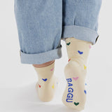 Baggu Crew Socks Hearts Butter Yellow sustainable bamboo Europe